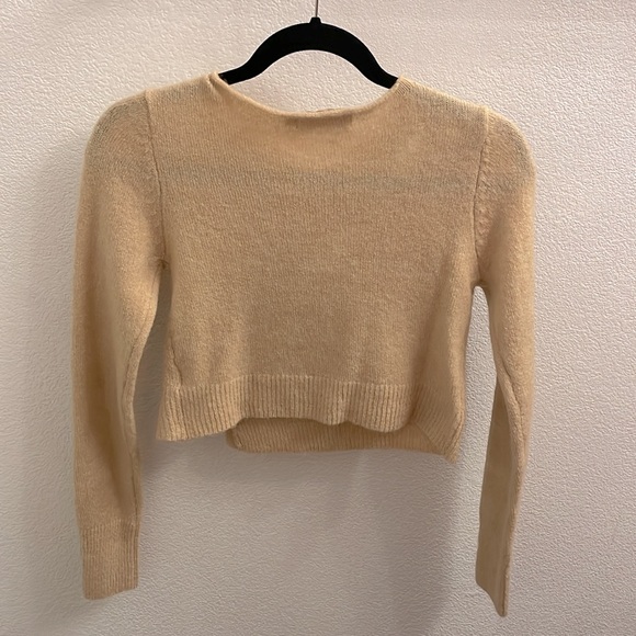Beige Botany Sweetheart Crop Sweater - Picture 5 of 5